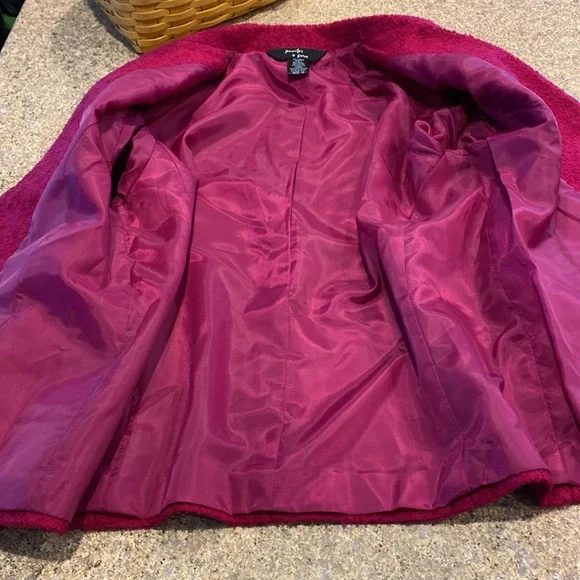 Jennifer & Grace Fuchsia Raspberry Pink Wool Blend Blazer 10 Lined - Picture 12 of 17